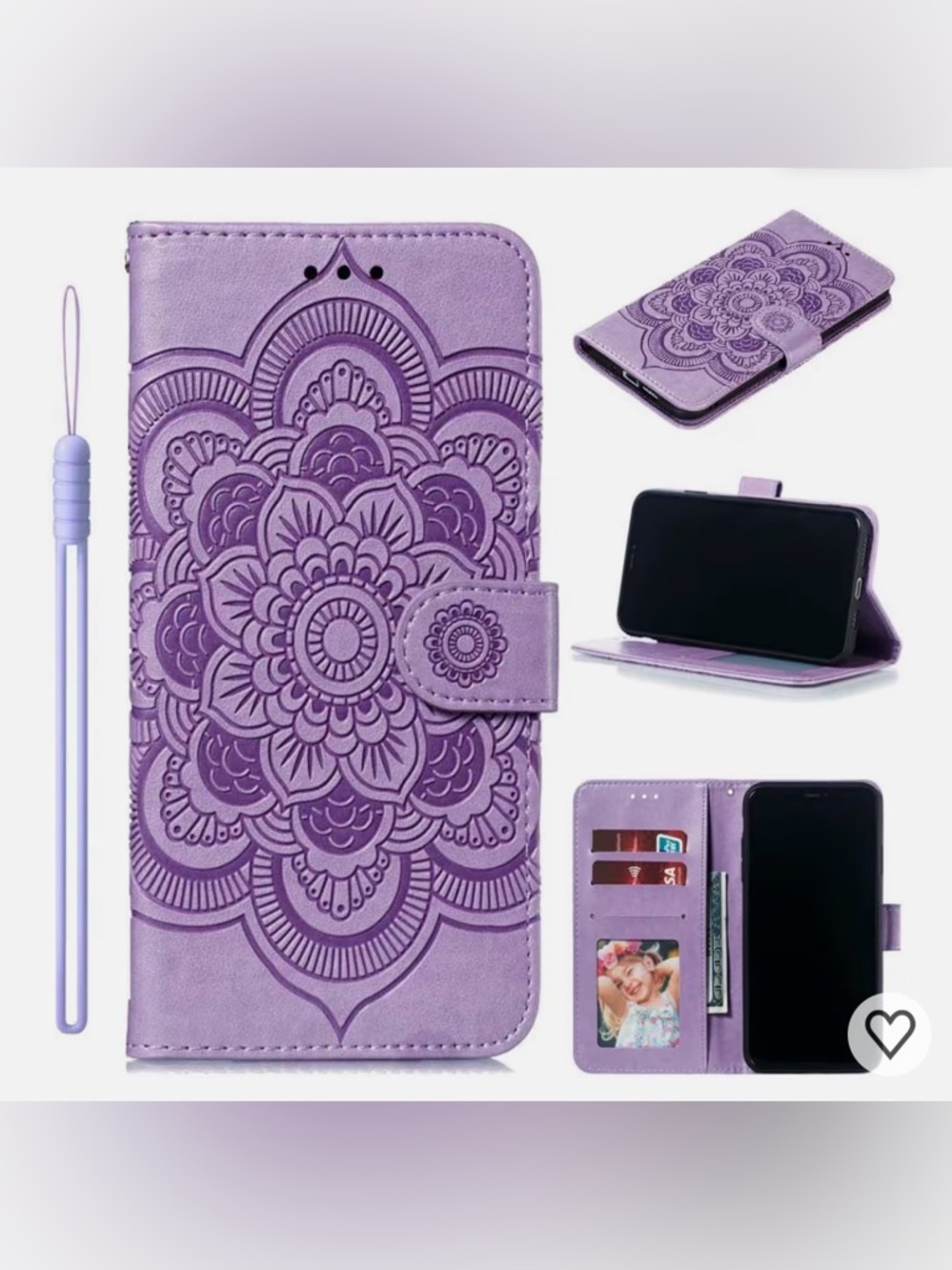 NWT~ iPhone 17 Wallet Wristlet Case w/ RFID Protection~ Purple w Flower Design